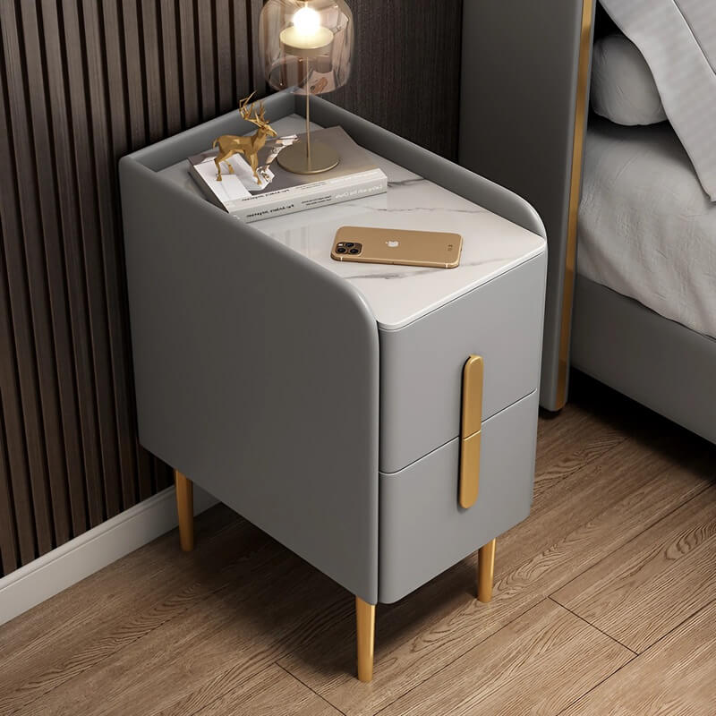 24″ Narrow Bedside Table - Off-White Modern Wood Nightstand Only