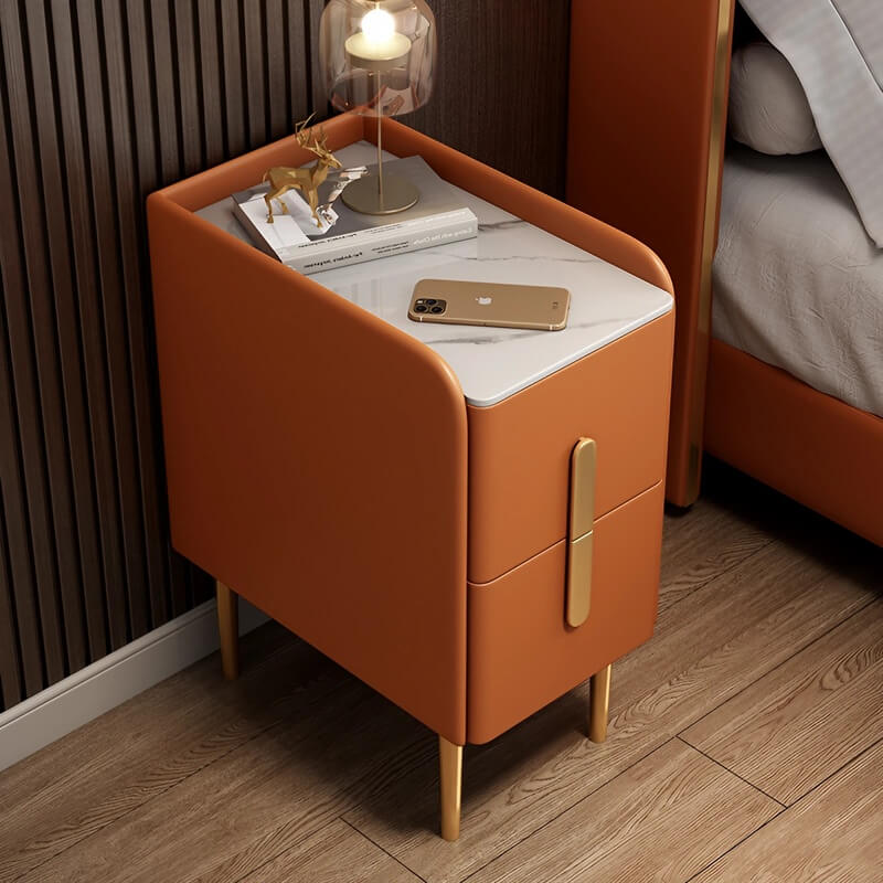 24″ Narrow Bedside Table - Off-White Modern Wood Nightstand Only