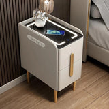 24″ Narrow Bedside Table - Off-White Modern Wood Nightstand Only