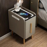 24″ Narrow Bedside Table - Off-White Modern Wood Nightstand Only