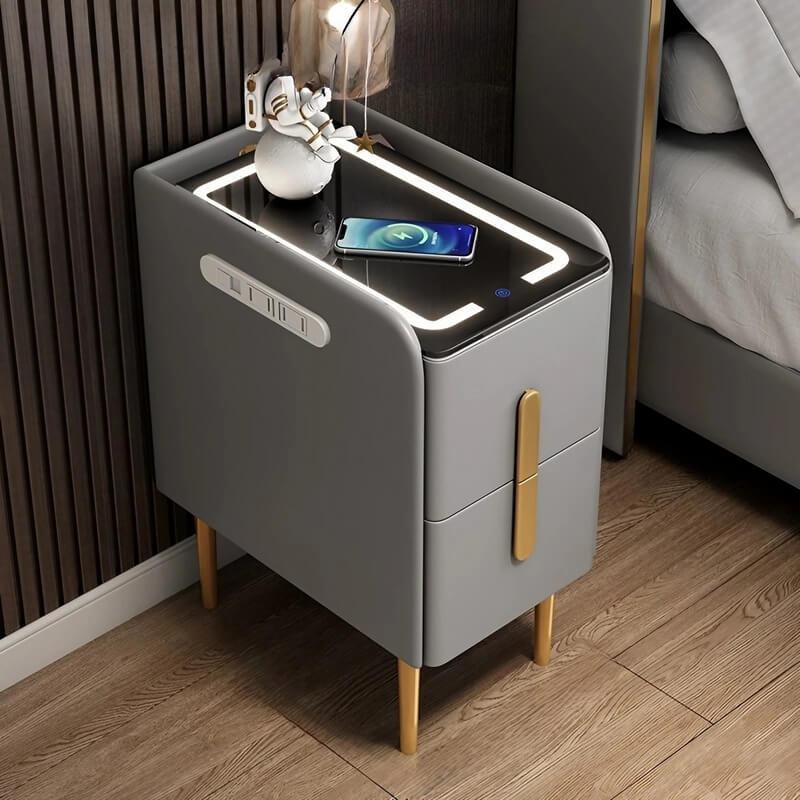 24″ Narrow Bedside Table - Off-White Modern Wood Nightstand Only