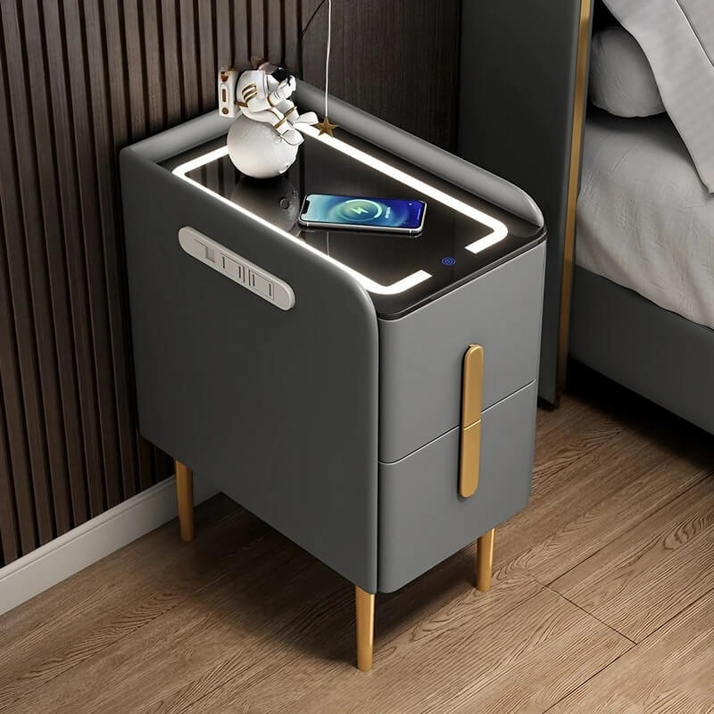 24″ Narrow Bedside Table - Off-White Modern Wood Nightstand Only