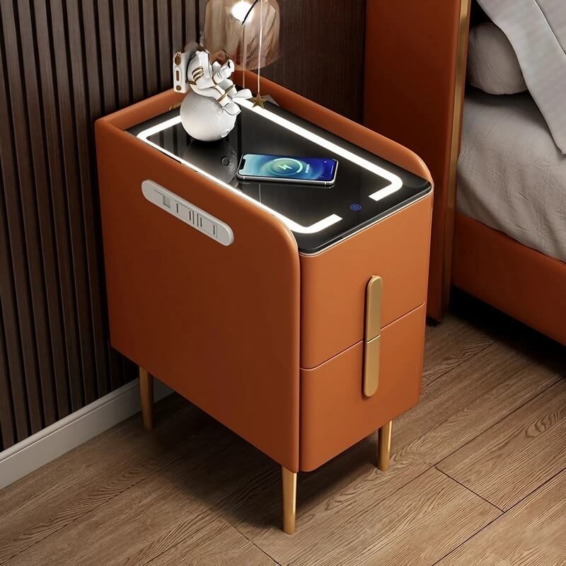 24″ Narrow Bedside Table - Off-White Modern Wood Nightstand Only