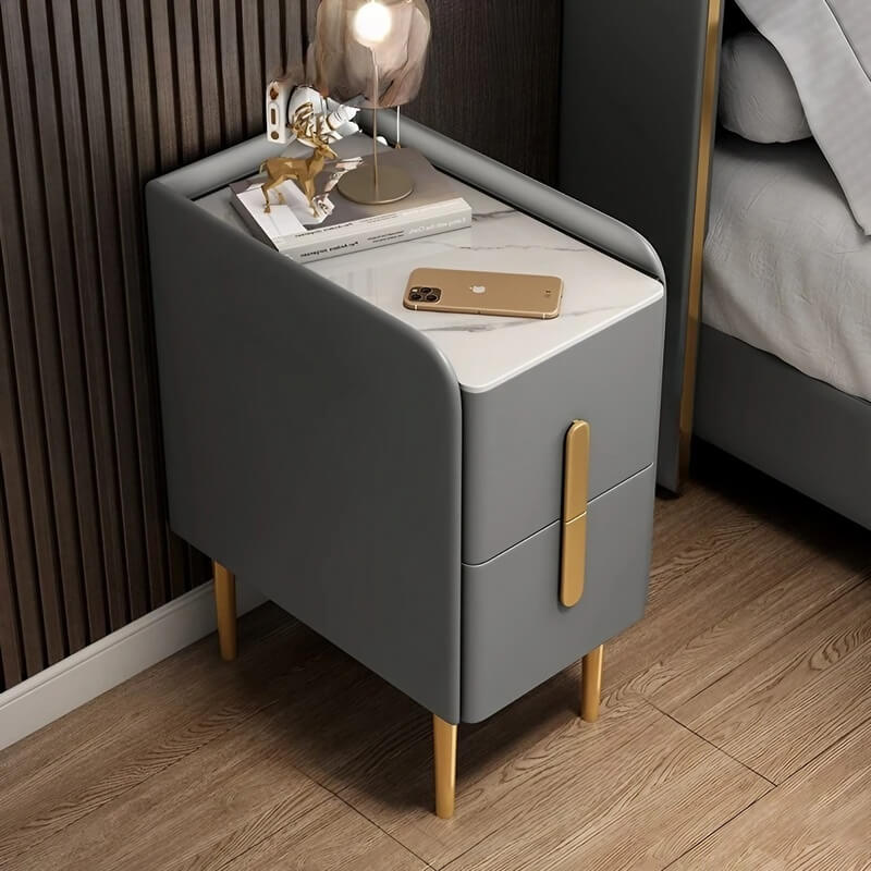 24″ Narrow Bedside Table - Off-White Modern Wood Nightstand Only