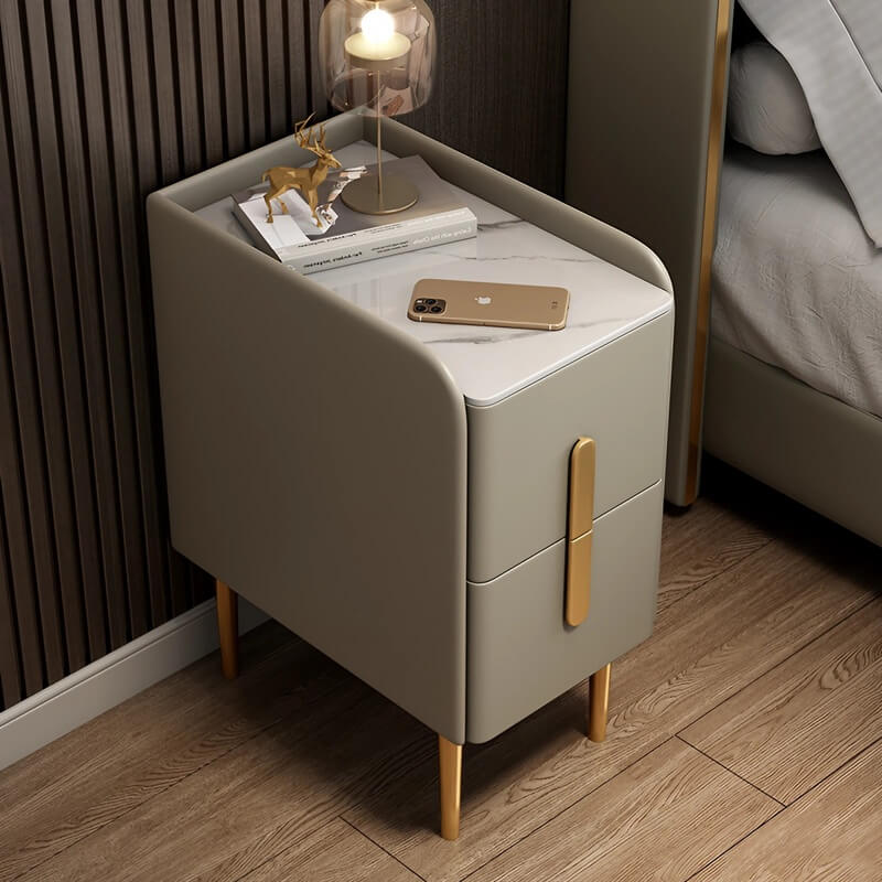 24″ Narrow Bedside Table - Off-White Modern Wood Nightstand Only