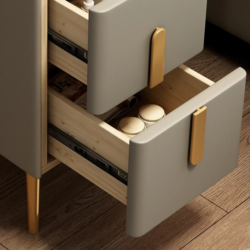 24″ Narrow Bedside Table - Off-White Modern Wood Nightstand Only