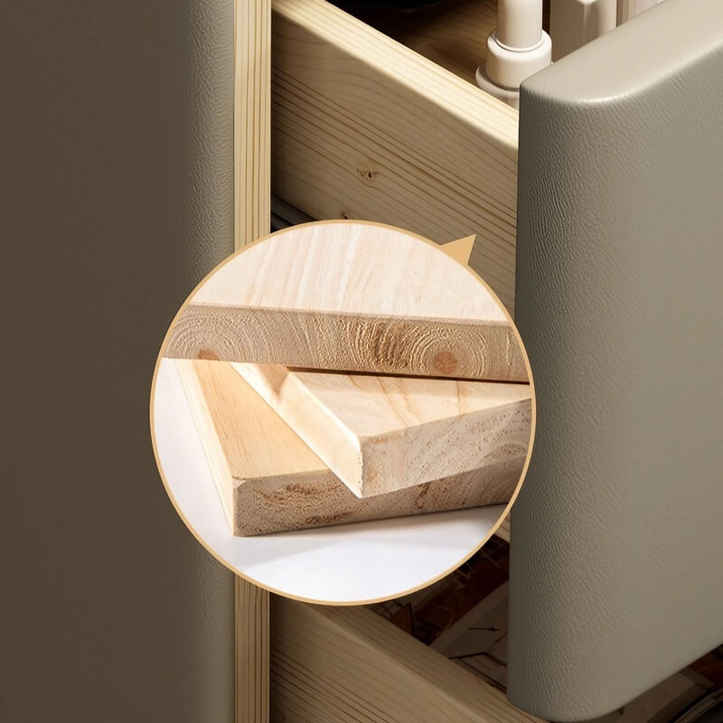24″ Narrow Bedside Table - Off-White Modern Wood Nightstand Only