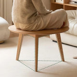 24″ Natural Wood Top Round Coffee Table - Japandi Minimalist Solid Wood 3 Legs