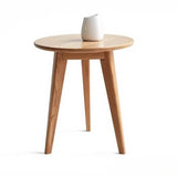 24″ Natural Wood Top Round Coffee Table - Japandi Minimalist Solid Wood 3 Legs