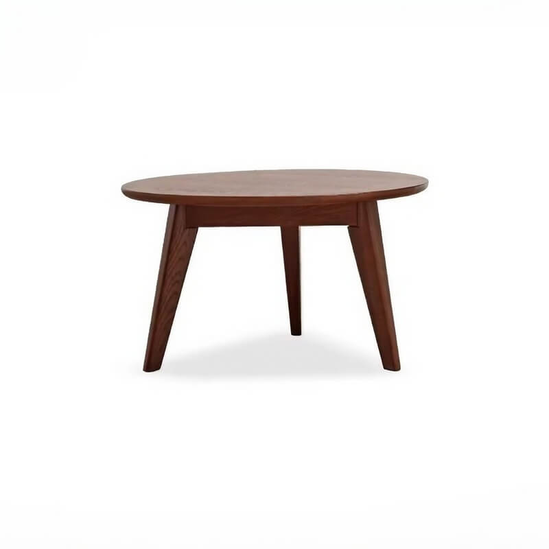 24″ Natural Wood Top Round Coffee Table - Japandi Minimalist Solid Wood 3 Legs
