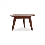 24″ Natural Wood Top Round Coffee Table - Japandi Minimalist Solid Wood 3 Legs