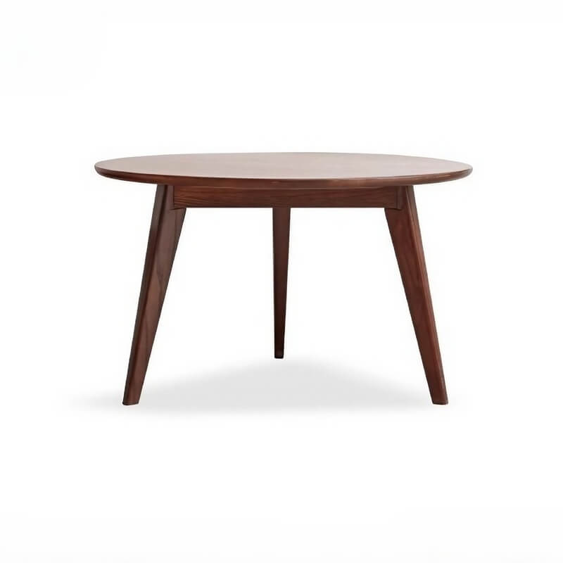 24″ Natural Wood Top Round Coffee Table - Japandi Minimalist Solid Wood 3 Legs