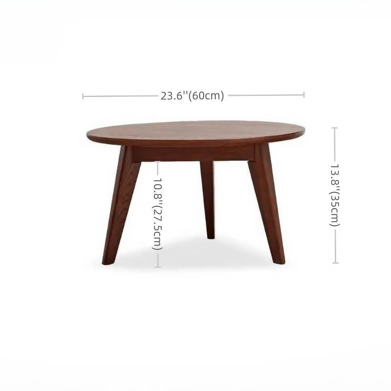 24″ Natural Wood Top Round Coffee Table - Japandi Minimalist Solid Wood 3 Legs