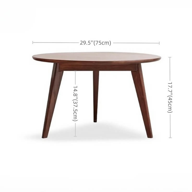 24″ Natural Wood Top Round Coffee Table - Japandi Minimalist Solid Wood 3 Legs