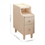 24″ Walnut Scandinavian-style Narrow Bedside Table - Rubberwood with Drawers and Shelves