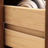 24″ Walnut Scandinavian-style Narrow Bedside Table - Rubberwood with Drawers and Shelves