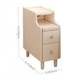 24″ Walnut Scandinavian-style Narrow Bedside Table - Rubberwood with Drawers and Shelves