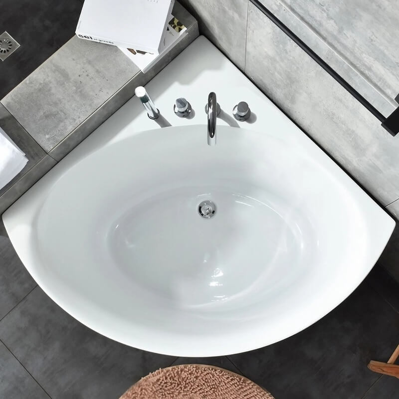 29.92″ Acrylic Deep Soaking Corner Tub - Modern Style - Sector Standalone