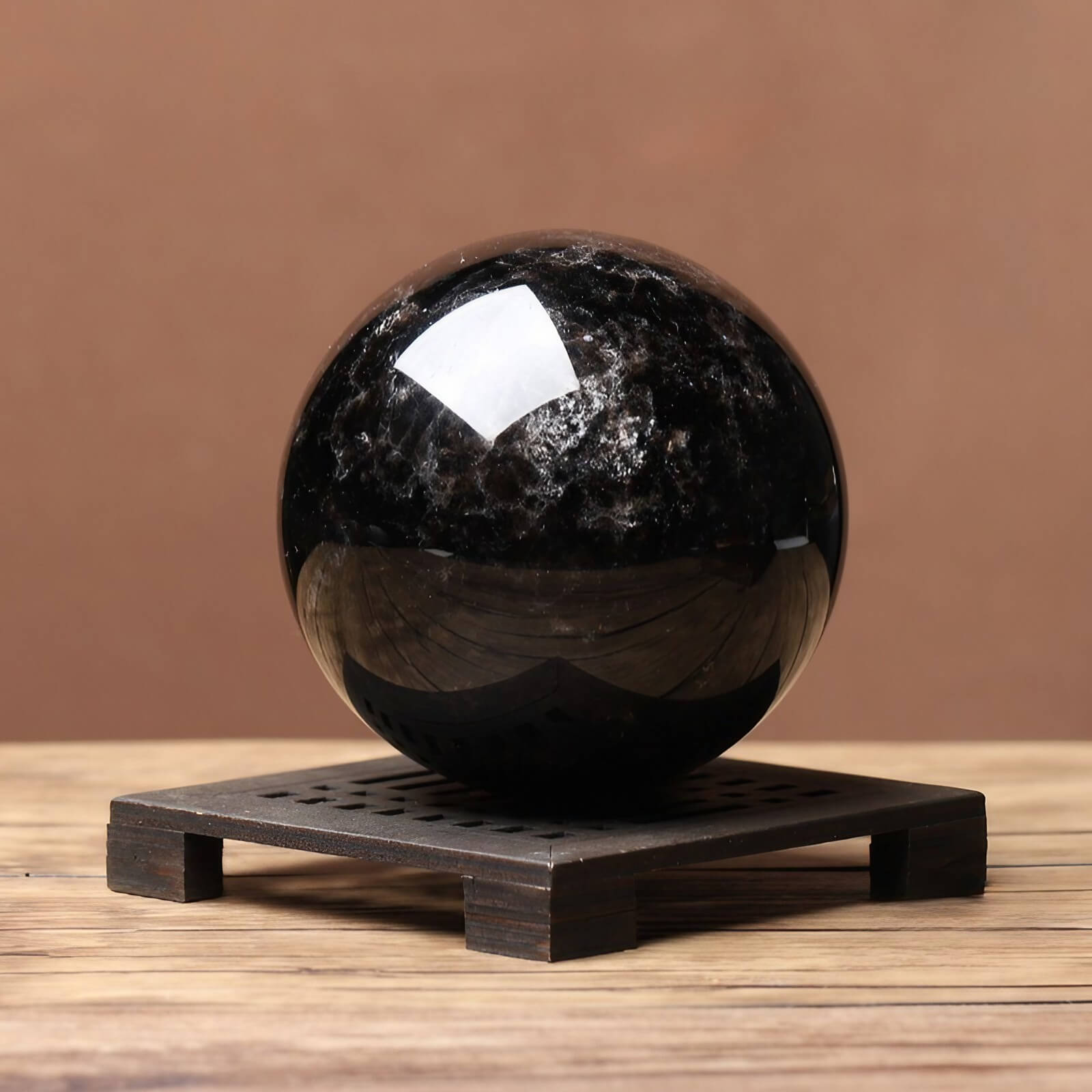 3.1″ Crystal Ball Smoky Quartz Black Feng Shui Decor for Office Living Room