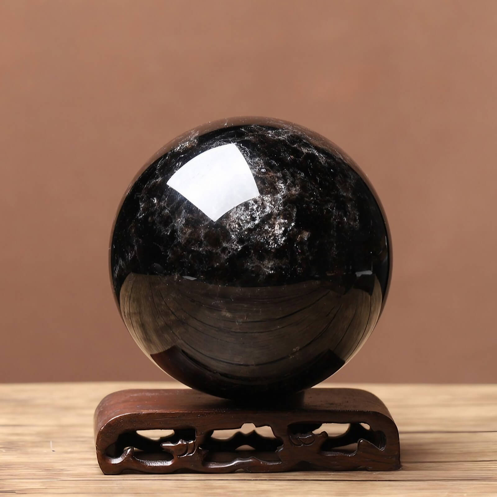 3.1″ Crystal Ball Smoky Quartz Black Feng Shui Decor for Office Living Room