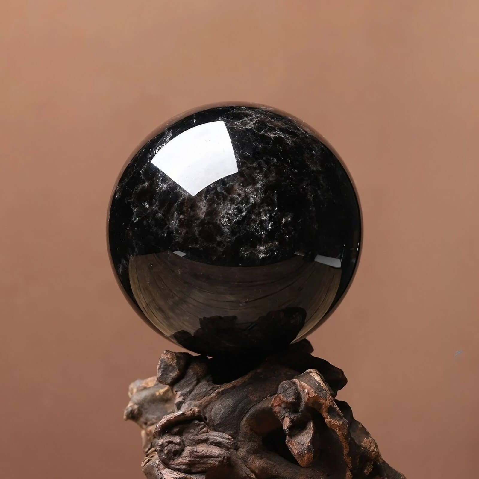 3.1″ Crystal Ball Smoky Quartz Black Feng Shui Decor for Office Living Room