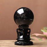 3.1″ Crystal Ball Smoky Quartz Black Feng Shui Decor for Office Living Room
