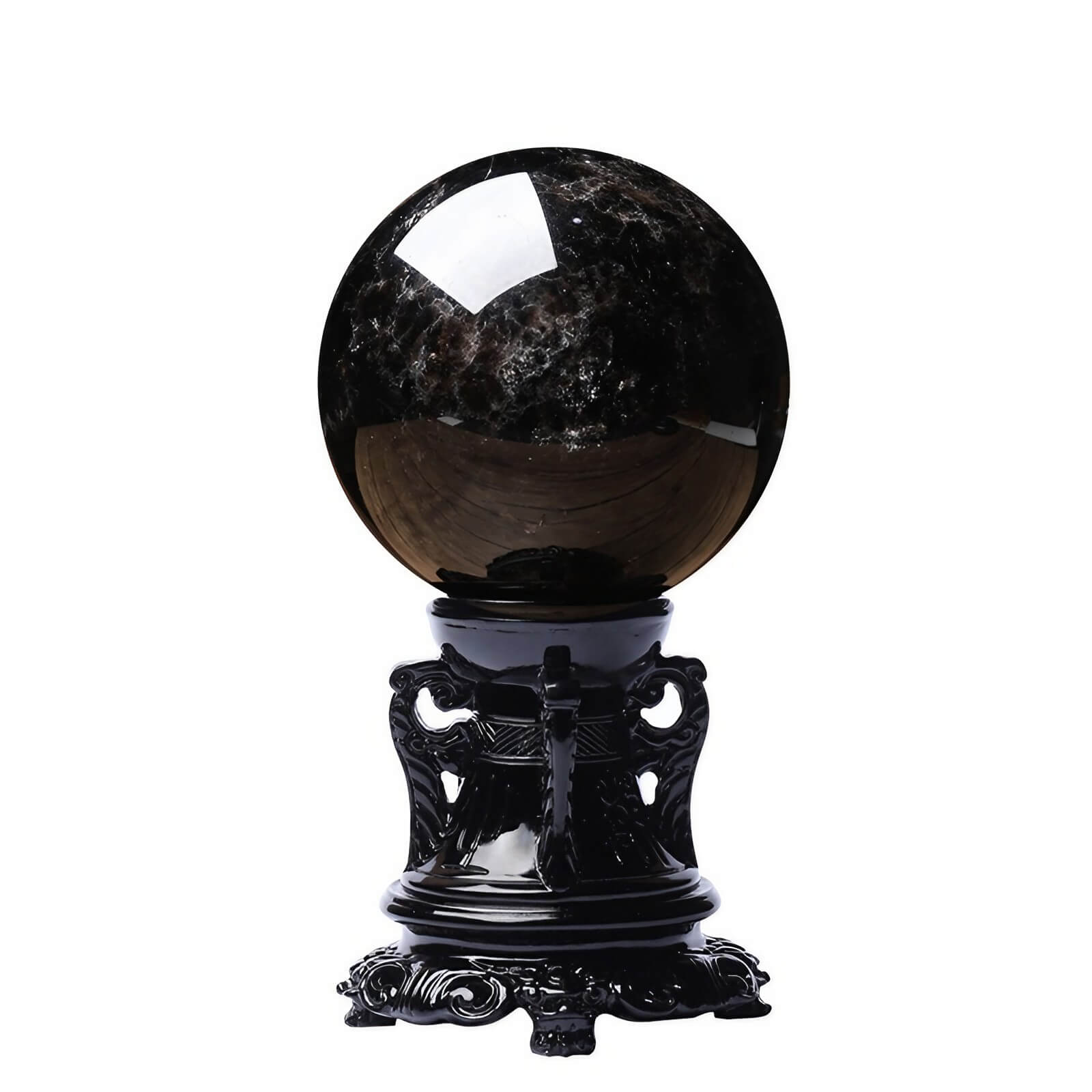 3.1″ Crystal Ball Smoky Quartz Black Feng Shui Decor for Office Living Room