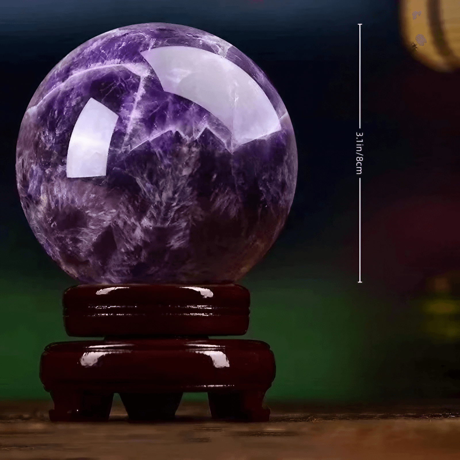 3.1″ Natural Crystal Ball Purple Feng Shui Decor for Office Living Room