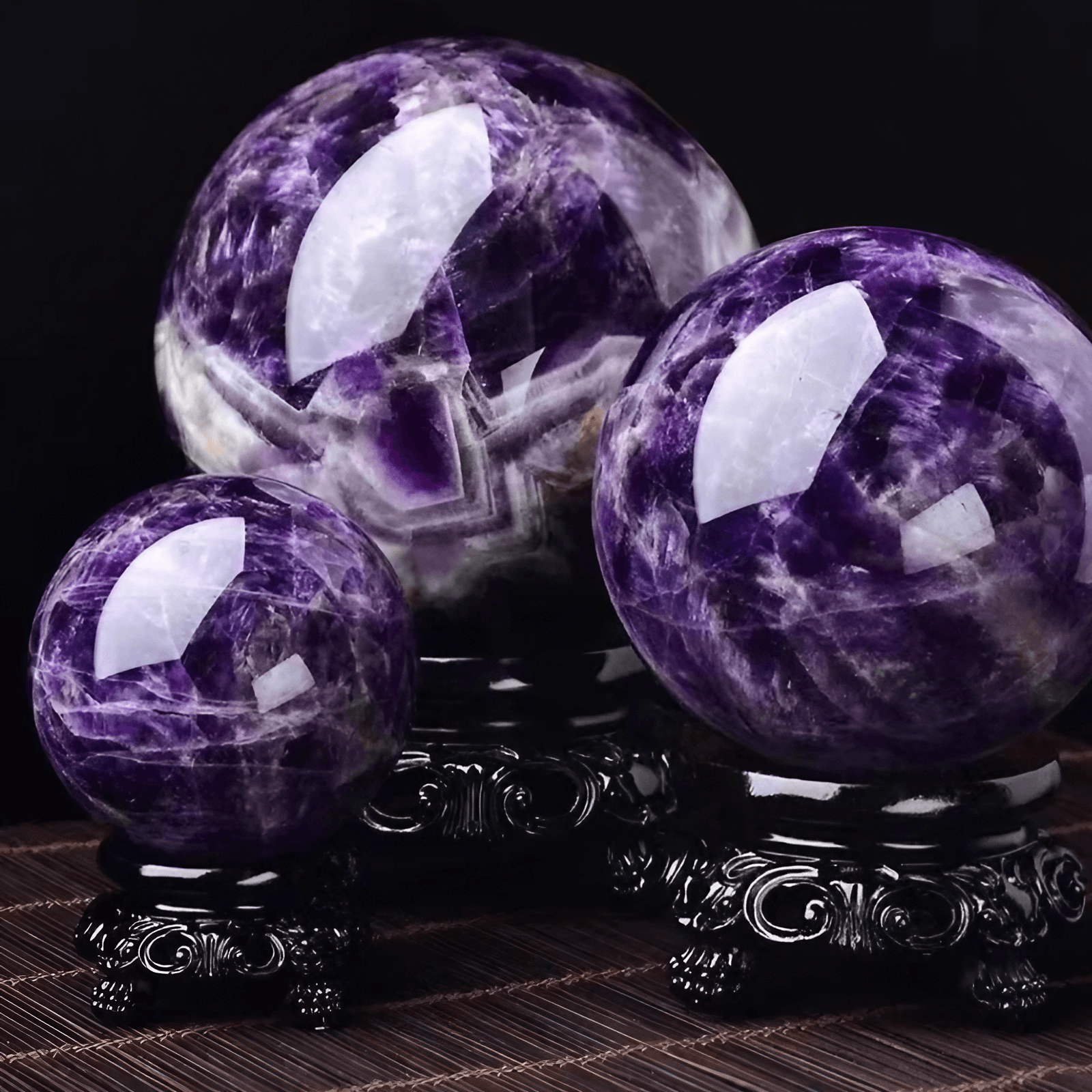 3.1″ Natural Crystal Ball Purple Feng Shui Decor for Office Living Room