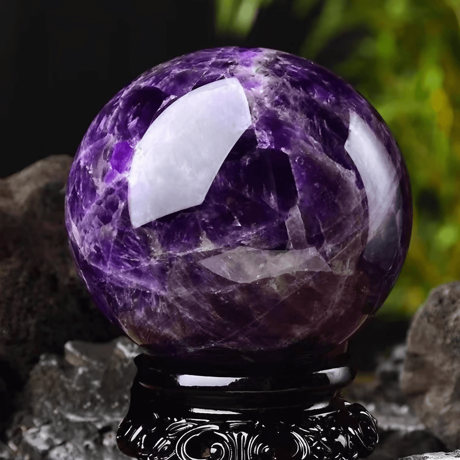3.1″ Natural Crystal Ball Purple Feng Shui Decor for Office Living Room