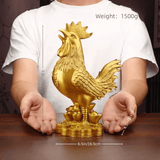 3.5″ Gold Rooster Feng Shui Decor Brass Ornament for Office Living Room