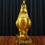 3.5″ Gold Rooster Feng Shui Decor Brass Ornament for Office Living Room