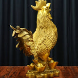 3.5″ Gold Rooster Feng Shui Decor Brass Ornament for Office Living Room
