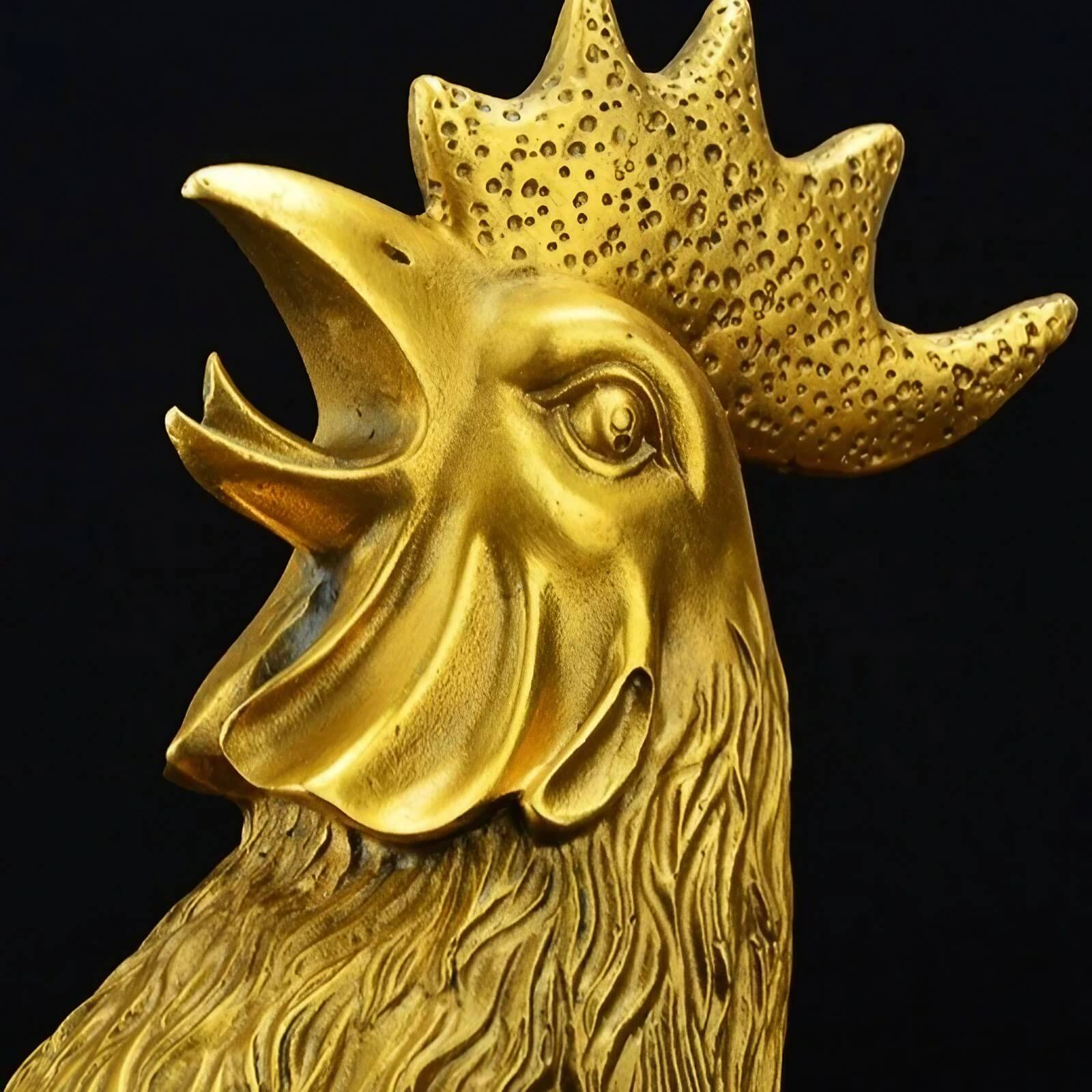 3.5″ Gold Rooster Feng Shui Decor Brass Ornament for Office Living Room