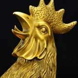 3.5″ Gold Rooster Feng Shui Decor Brass Ornament for Office Living Room