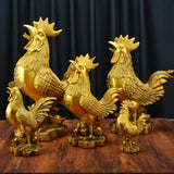 3.5″ Gold Rooster Feng Shui Decor Brass Ornament for Office Living Room