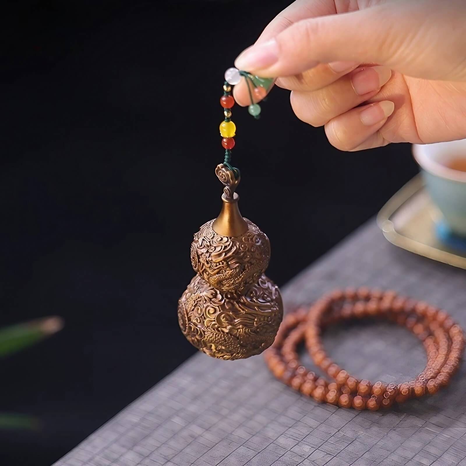 3.5″ Pure Copper Gourd Feng Shui Decor for Office and Living Room