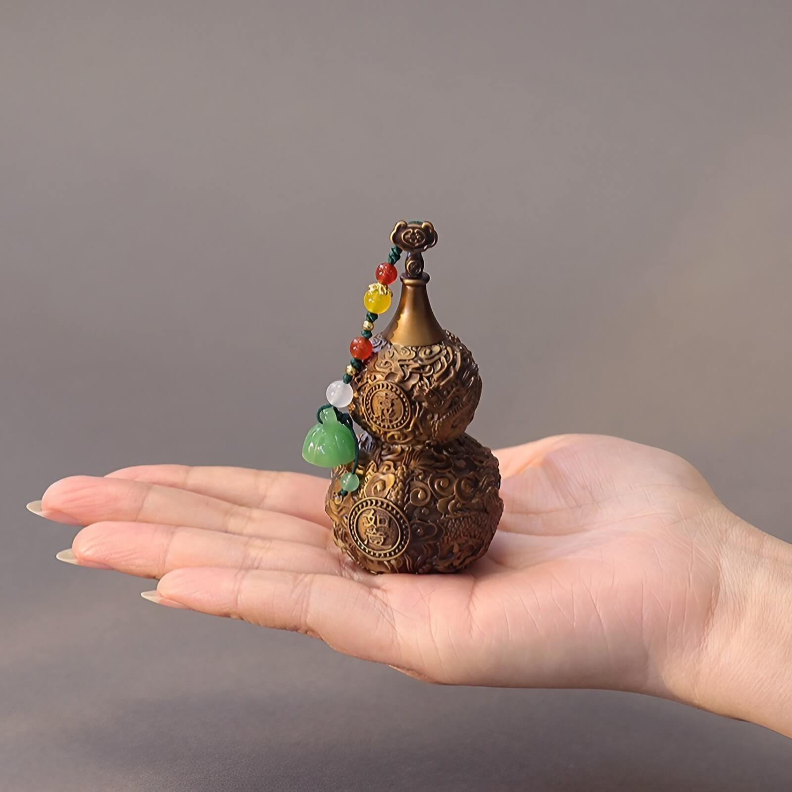 3.5″ Pure Copper Gourd Feng Shui Decor for Office and Living Room