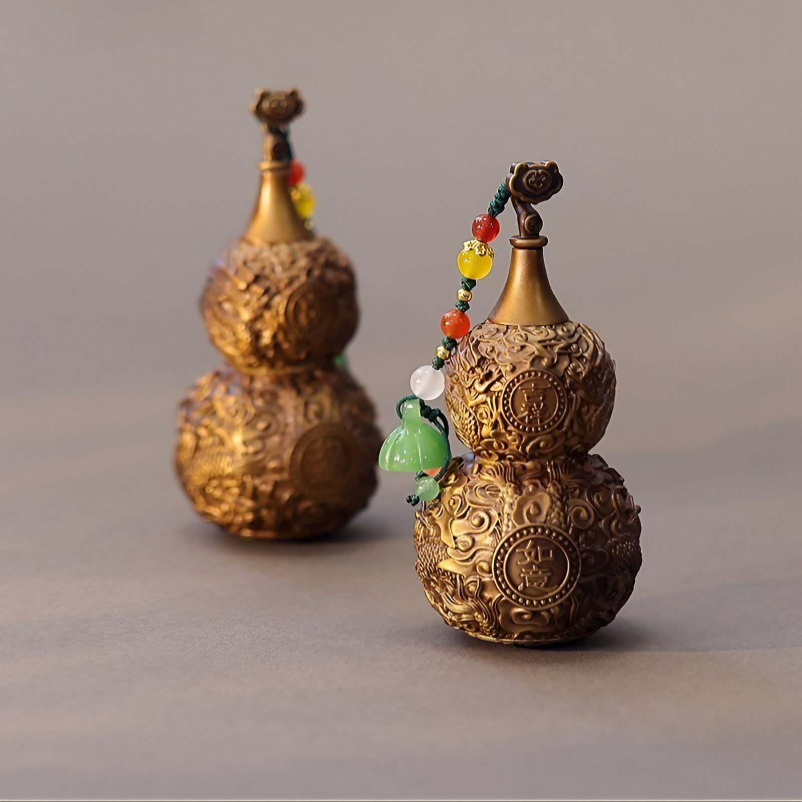 3.5″ Pure Copper Gourd Feng Shui Decor for Office and Living Room