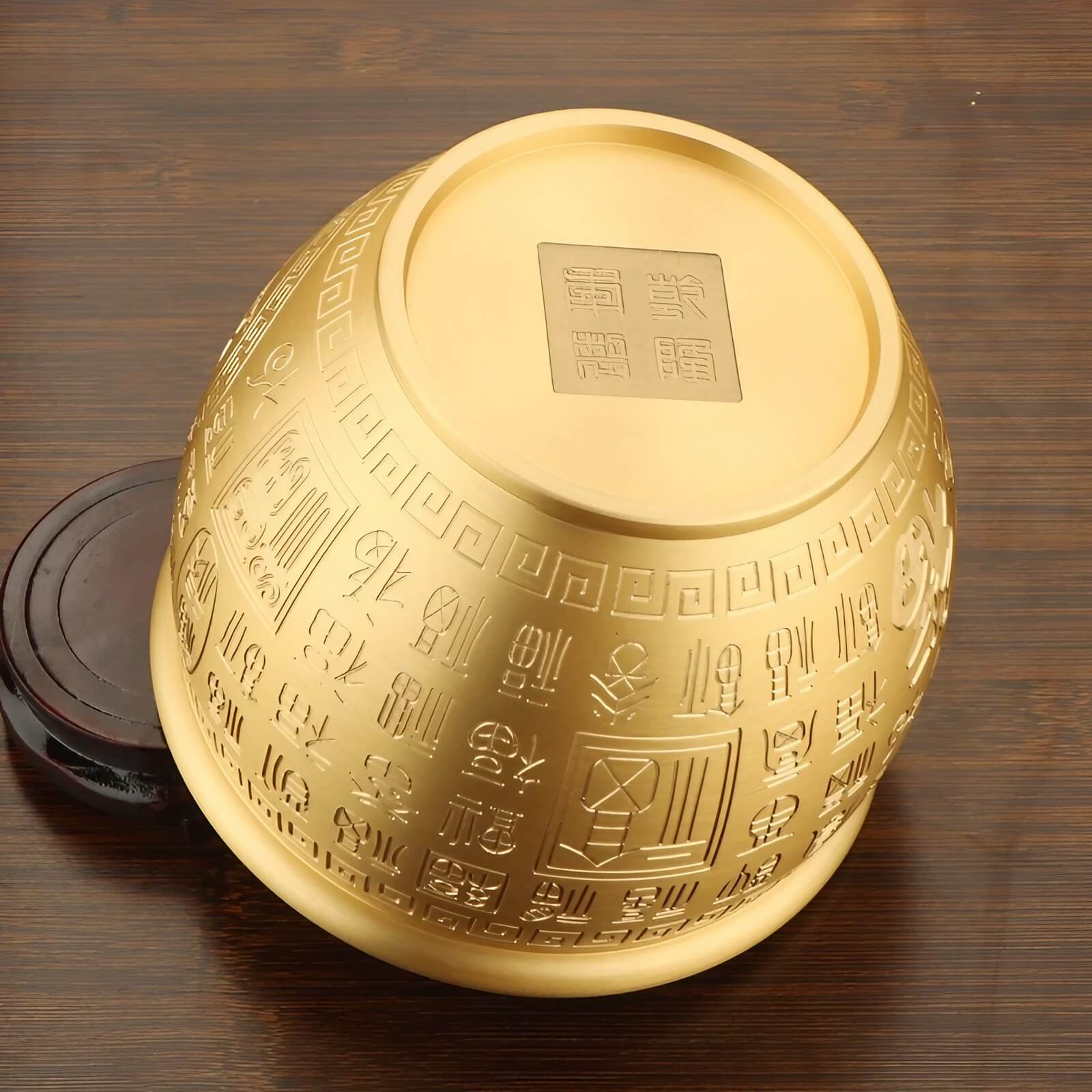 3.7″ Brass Feng Shui Decor Hundred Blessings Wealth Jar for Office Living Room