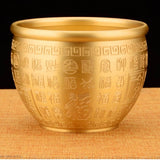 3.7″ Brass Feng Shui Decor Hundred Blessings Wealth Jar for Office Living Room