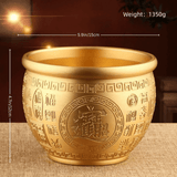 3.7″ Brass Feng Shui Decor Hundred Blessings Wealth Jar for Office Living Room