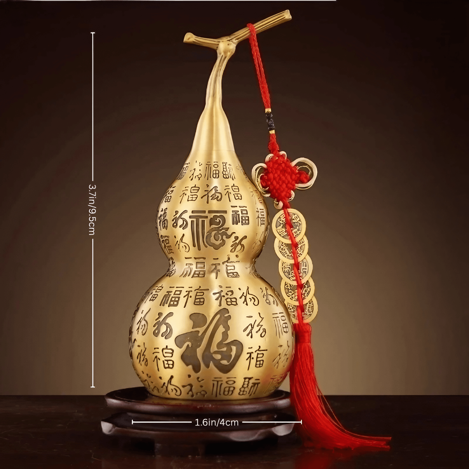 3.7″ Hundred Blessings Gourd Feng Shui Decor Brass for Office Living Room