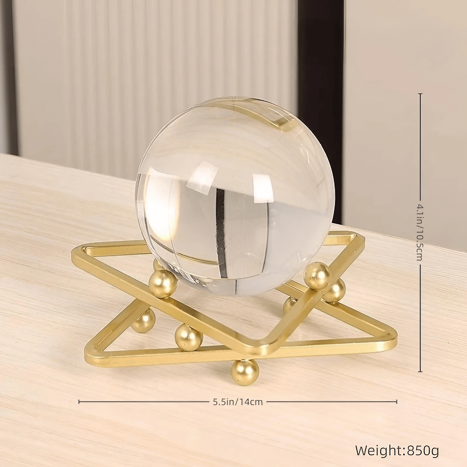 3.9″ Transparent Crystal Ball Iron and Glass Feng Shui Decor for Office Living Room