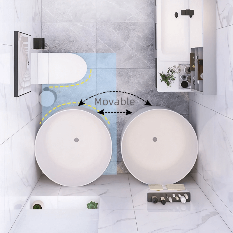 31.5″ Acrylic Soaking Bathtub - Round Modern Freestanding Style