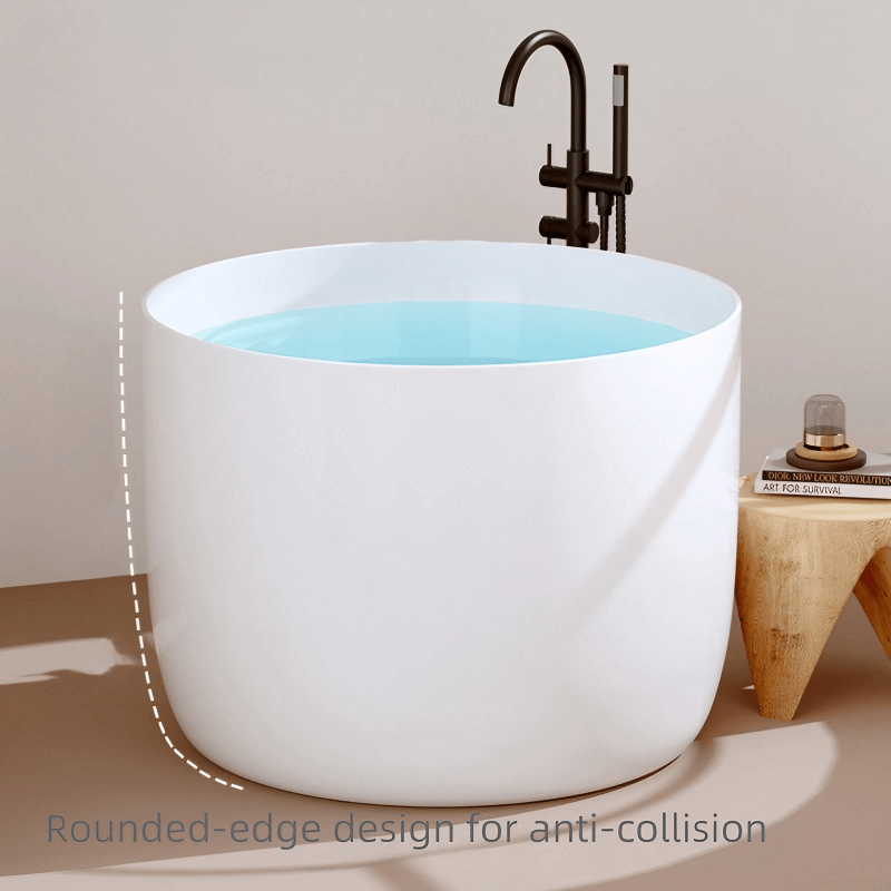 31.5″ Acrylic Soaking Bathtub - Round Modern Freestanding Style