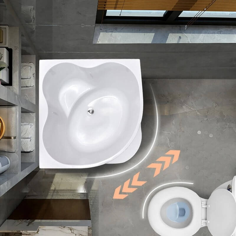 31.5″ Irregular Corner Tub - Deep Soaking, Modern Acrylic Bathtub Step