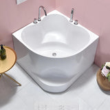 31.5″ Irregular Corner Tub - Deep Soaking, Modern Acrylic Bathtub Step