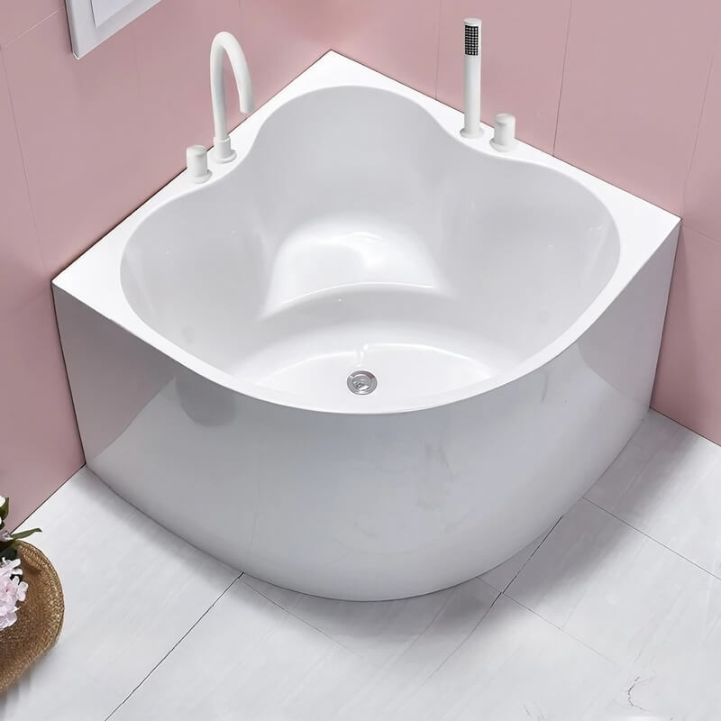 31.5″ Irregular Corner Tub - Deep Soaking, Modern Acrylic Bathtub Step