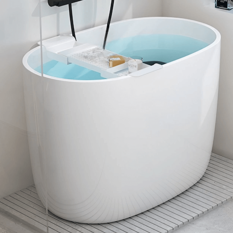 31.5" Oval Soaking Bathtub - Modern Acrylic Freestanding Design